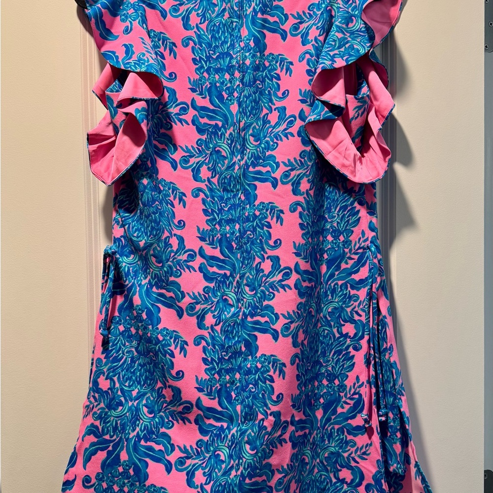 Lilly Pulitzer Pink and Blue Floral Dress with hidden shorts - Picture 3 of 3